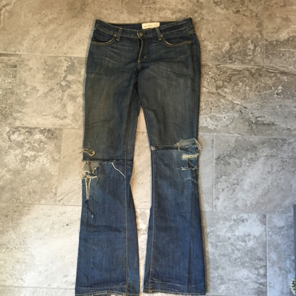 GUC distressed paper denim and cloth jeans